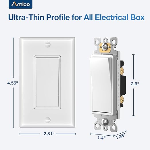 Amico 50 Pack Single Pole Light Switch - Image 4