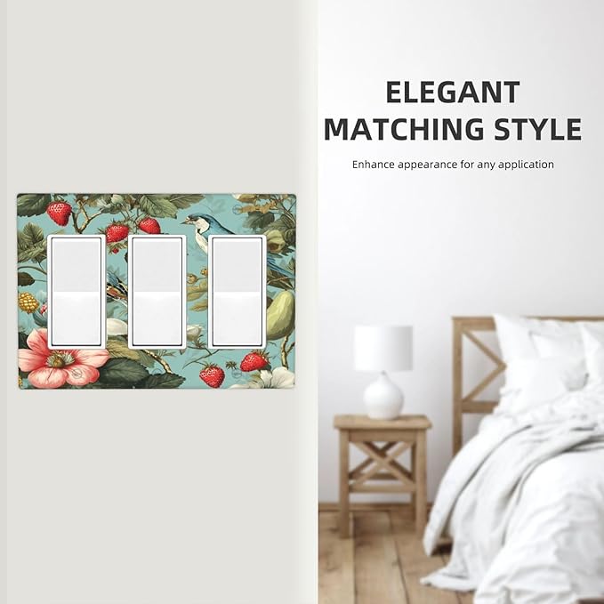 Bvtewkhz William Morris Flower 3 Gang Triple Rocker Wall Plate Cover Decorative - Image 6