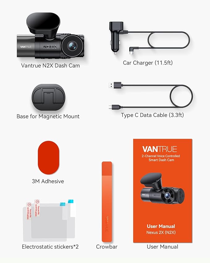 Vantrue N2X 2.7K Dash Cam Front and Inside, 5G WiFi Dual Dash Camera - Image 9