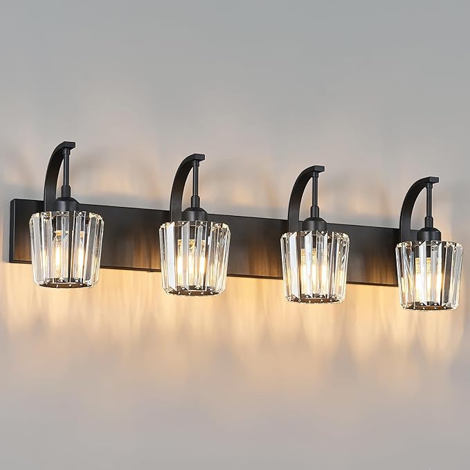 FDPBY Modern Bathroom Vanity Light, 4-Light Black Wall Sconce - Image 8