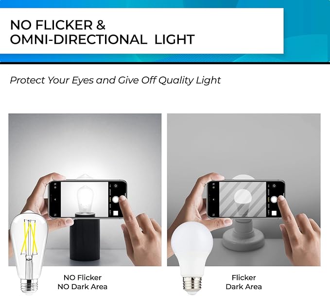 Hizashi LED Edison Bulbs, Equivalent 60W, Dimmable E26 LED Bulb, Daylight 5000K - Image 3