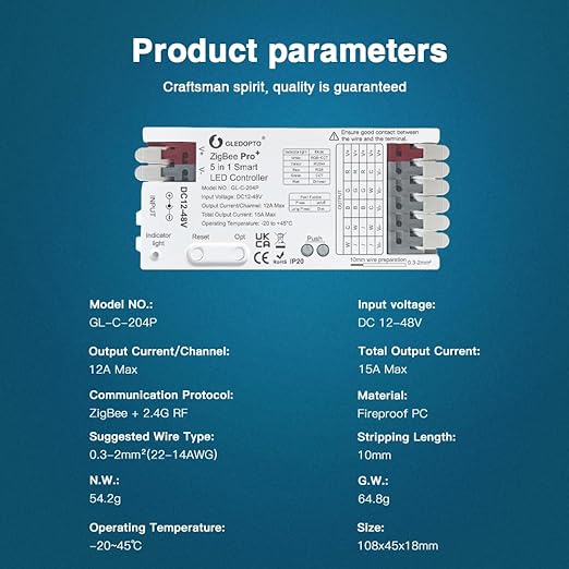 GLEDOPTO ZigBee3.0 LED Controller Pro Smart Home 5 in 1 RGBCCT RGBW RGB CCT - Image 9