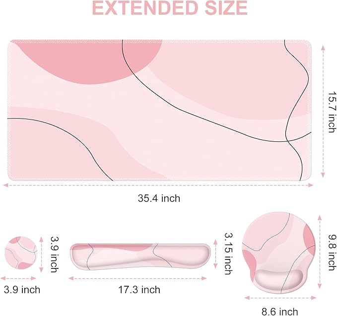 iCasso Large Gaming Mouse Pad Wrist Support Set, Desk Mat, 4in1 XXL Mousepad + - Image 2
