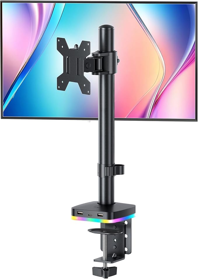 RGB Single Monitor Desk Mount, Monitor Arm by HChookclasp