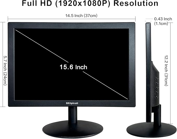 SKitphrati 15.6 Inch Small PC Monitor, FHD VA 1080P Desktop Display - Image 7