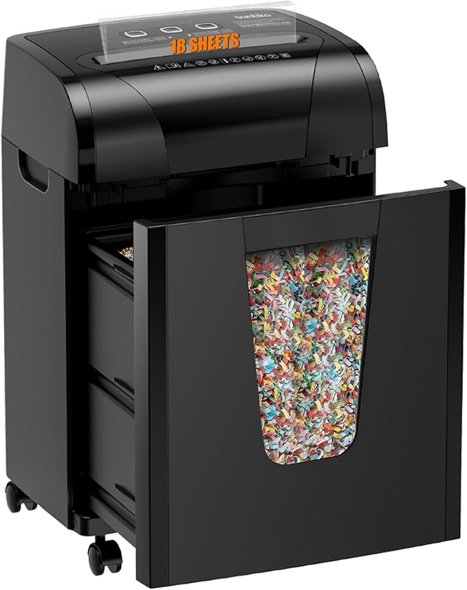 Suntiko Paper Shredder, 18-Sheet Cross Cut Level P-4, Shred Paper/Credit Card/CD by SuntikoShredderLaminator