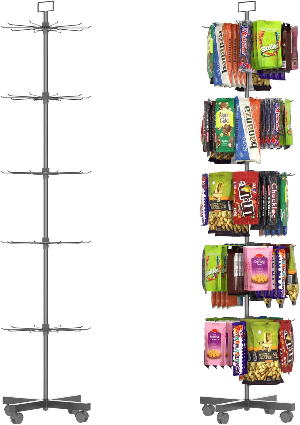 YEOOE Retail Display Racks 5 Tier Spinning Display Stand, Movable Shop Spinner