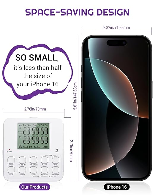 NEARPOW Digital Timer Outlet, Infinite Interval Repeat Cycle Timer Plug - Image 8
