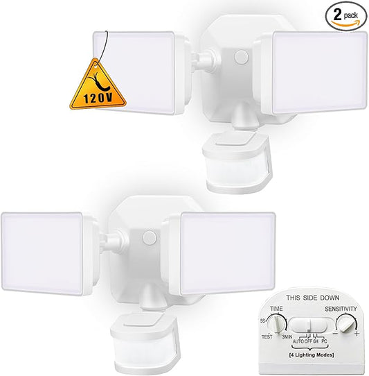 Security Lights Outdoor, Flood Lights Hardwired AC Power, Motion Sensor/Dusk to by EMANER%C2%AE