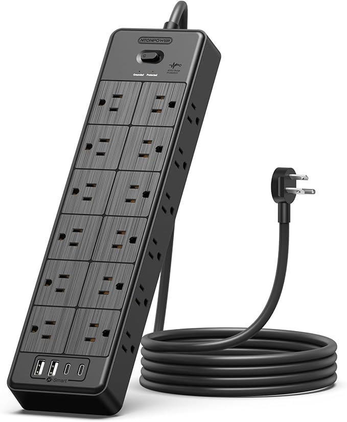 24 Widely Outlets 5 Ft Extension Cord NTONPOWER 15A/1875W Power Strips by NTONPOWER