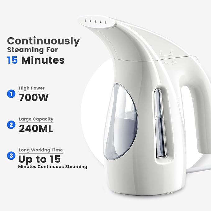 HiLIFE Steamer for Clothes, Portable Handheld Design, 240ml Big Capacity - Image 2