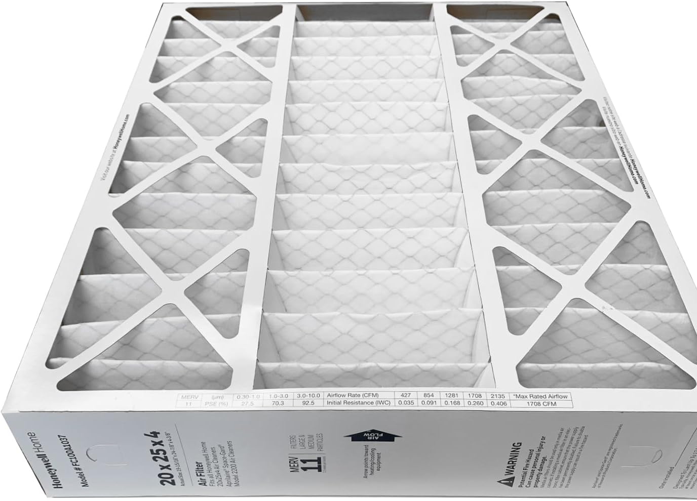 Honeywell FC100A1037-20" x 25" x 4" Pleated Air Filter, MERV 11 Bundle with Same Day Supply Filter Change Reminder (2-Pack)