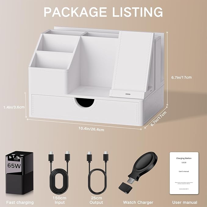 Sleek White PU Leather Charging Station - Image 5