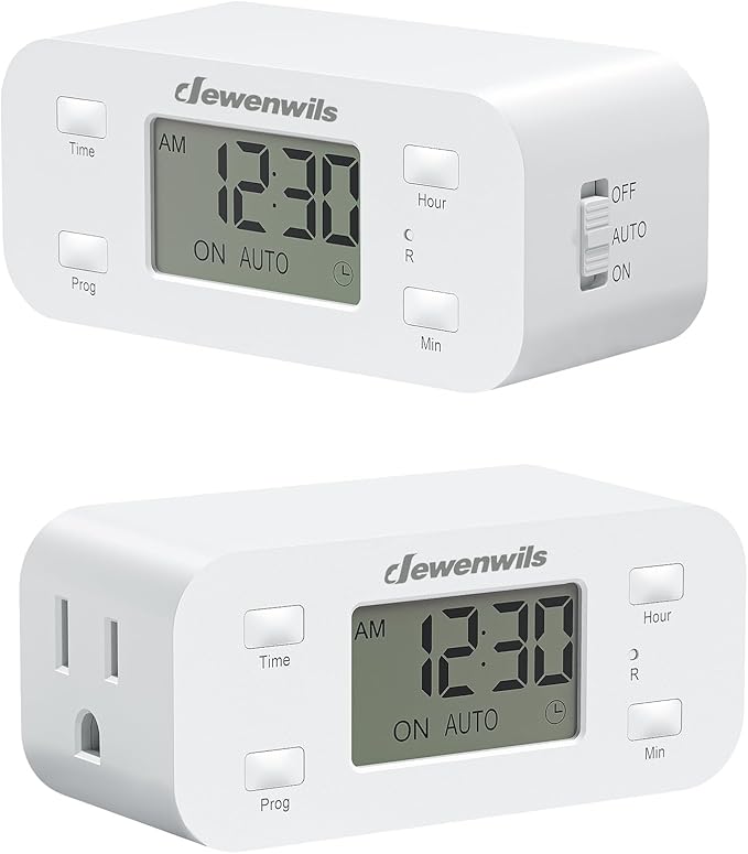 DEWENWILS 24 Hour Programmable Digital Timer Outlet, 2 Pack Timers by DEWENWILS