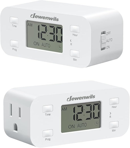 DEWENWILS 24 Hour Programmable Digital Timer Outlet, 2 Pack Timers by DEWENWILS