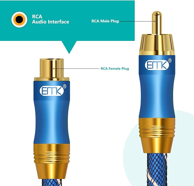 EMK Subwoofer Extension Cable Coaxial Male to Female Cable Gold Plated Copper - Image 5