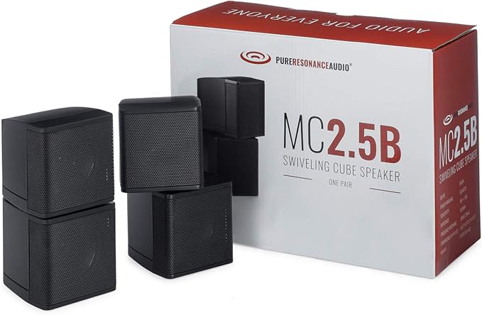 Pure Resonance Audio MC2.5B Dual 2.5” Swiveling Surround Sound Mini Cube Speaker by Pure+Resonance+Audio