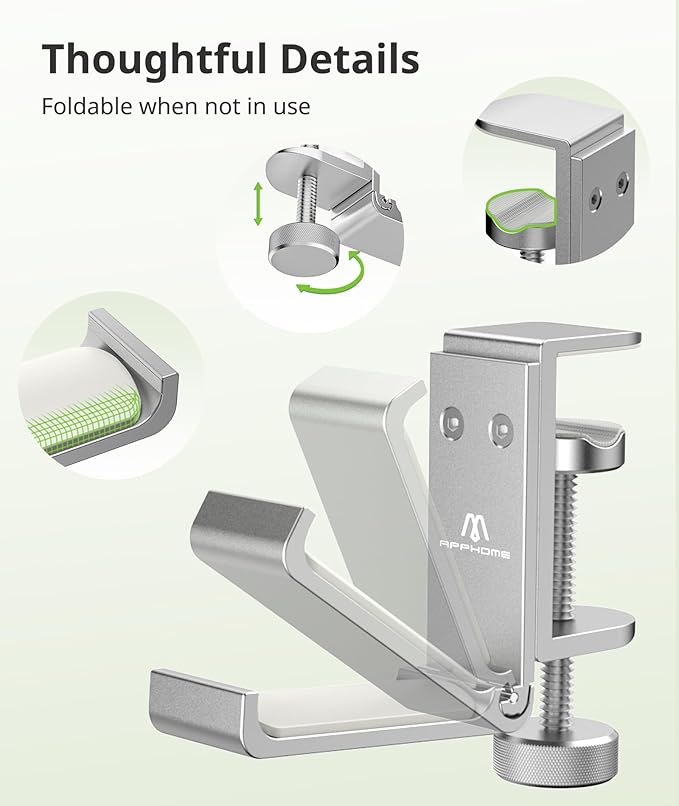 Headphone Stand for Desk – Aluminum Under Desk Headset Stand - Image 7