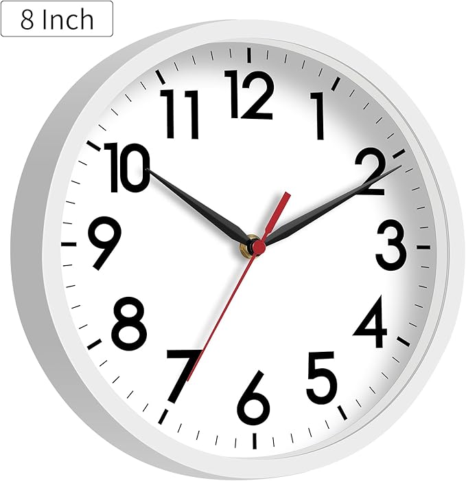 AKCISOT Wall Clock, Modern Small Wall Clocks Battery Operated 8 Inch, Silent - Image 3
