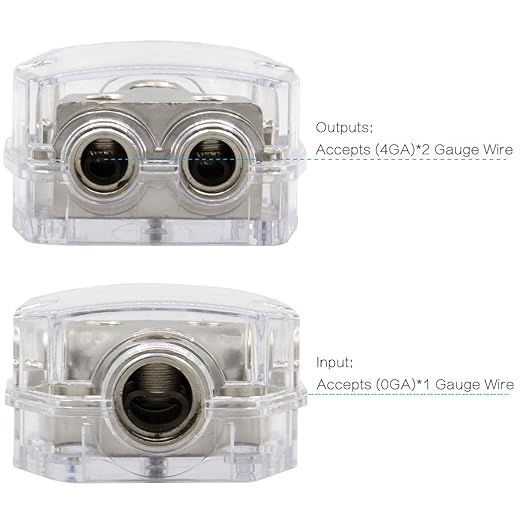 RKURCK 2 Way Power Distribution Block, 0/2/4 AWG Gauge in, 4/8/10 Gauge Out - Image 4