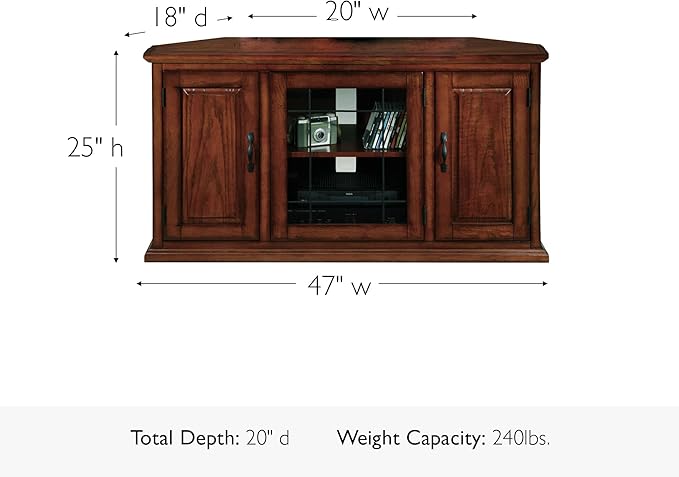 Leick Home 80385 Leaded Glass Three Door Corner TV Stand - Image 4