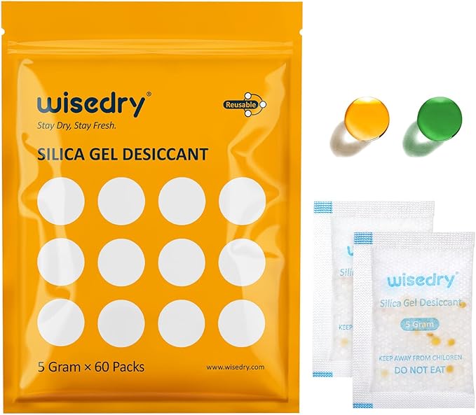 wisedry 5 Gram Food Grade Silica Gel Packs Rechargeable Desiccant Dehumidifiers by wisedry