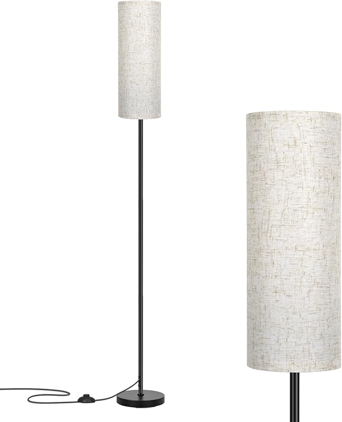 FRIDEKO HOME Floor Lamp with Beige Shade, Simple Design with Foot Pedal Switch by FRIDEKOHOME