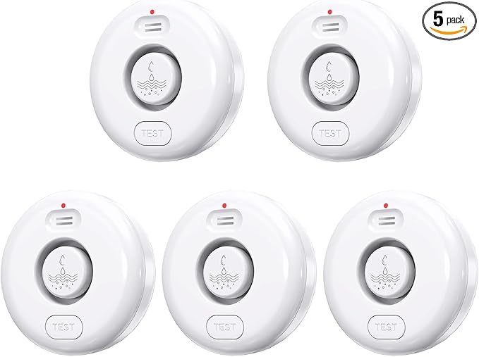 5 Pack Water Leak Alarm Detector, 120dB Loud Alert Water Sensor, IP66 Waterproof by Unknown