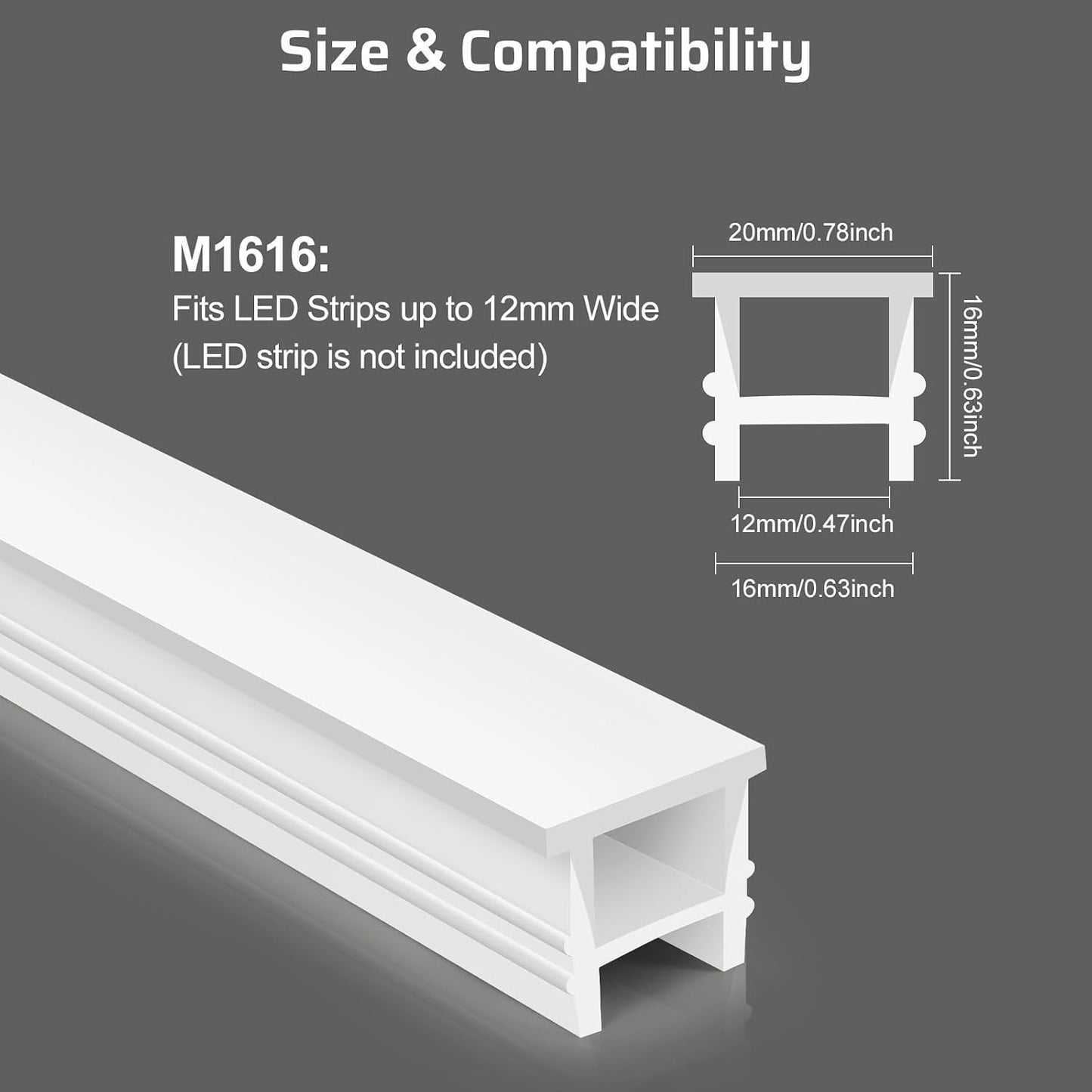 16.4Ft Silicone LED Channel System, Flexible LED Strip Diffuser with Milky White Cover, DIY Spotless Neon Rope Light Tube for LED Strips up to 12mm Wide (LED Strip Not Included)