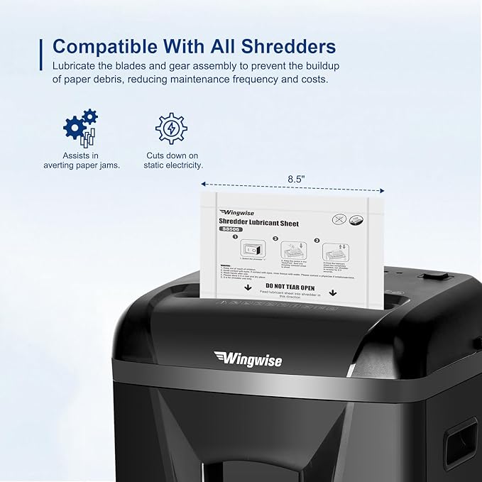 Wingwise 48-Pack Shredder Lubricant Sheets, 8.5 x 6 Inches, Sharpens Blades & - Image 6