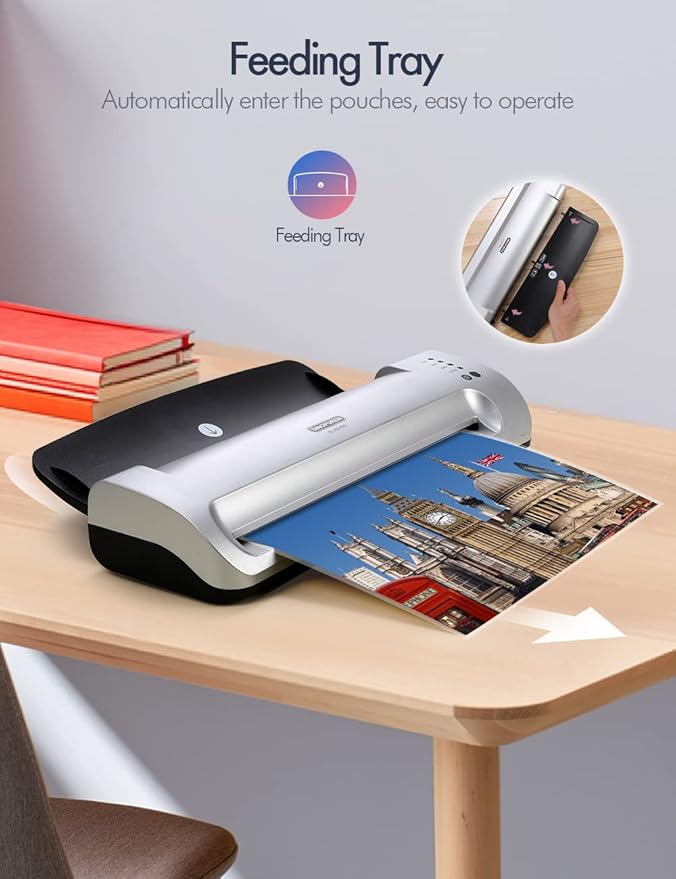 SINOPUREN 13-Inch Thermal & Cold Laminator Machine, Quick Warm-Up, 3 Temp - Image 2