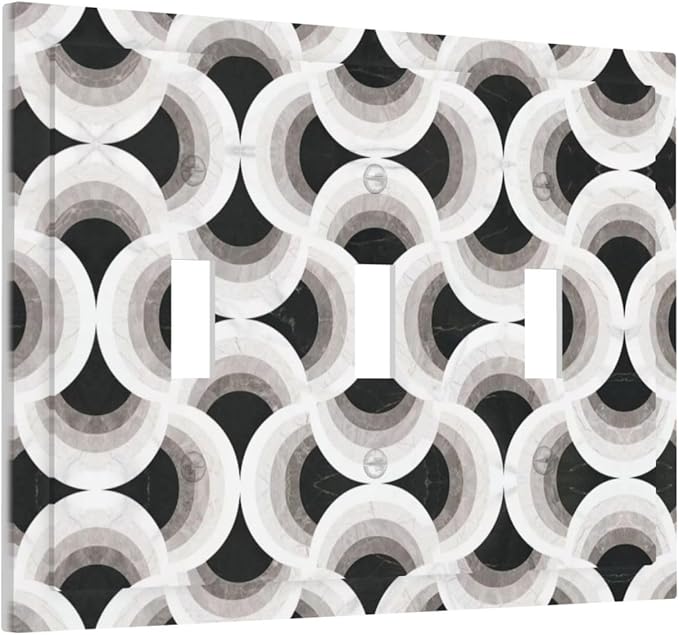 Bvtewkhz Black/White Art Marble 3 Gang Triple Toggle Decorative Light Switch by Unknown