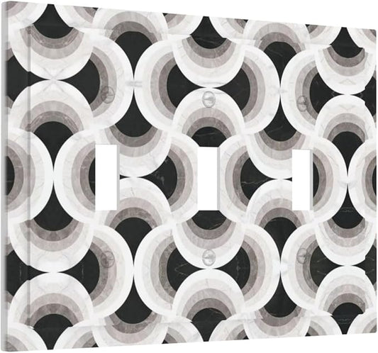 Bvtewkhz Black/White Art Marble 3 Gang Triple Toggle Decorative Light Switch by Unknown