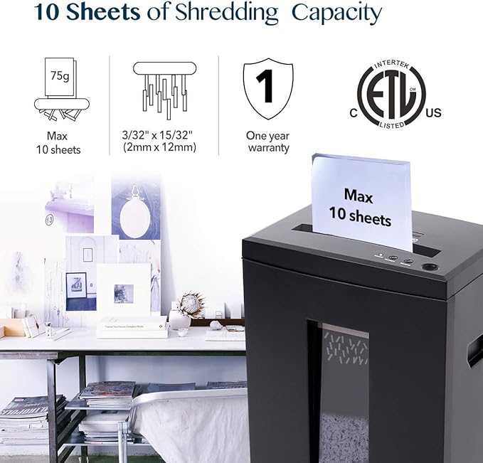 WOLVERINE 10-Sheet Super Micro Cut High Security Level P-5 Heavy Duty - Image 2