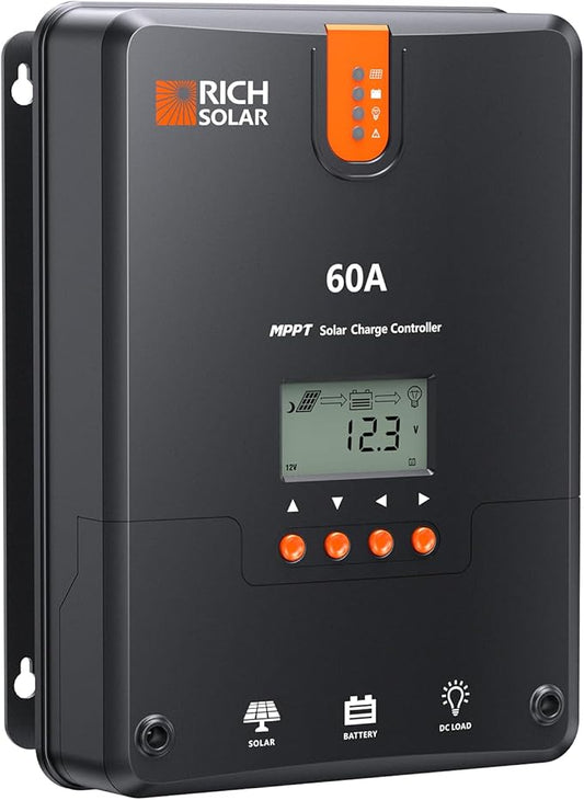RICH SOLAR 60A MPPT Solar Charge Controller – High-Efficiency 12V/24V/36V/48V by RICHSOLAR