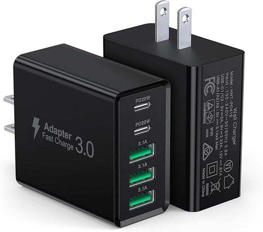 USB C Wall Charger, 60W USB C Charger Block 5-Port PD Fast Charging Blocks by Dulums