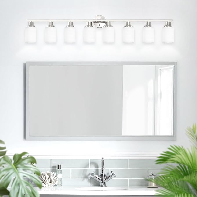 Guliaofo 8-Light Vanity Lights, Brushed Nickel Bathroom Light Fixture - Image 6