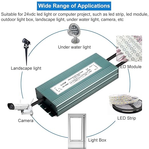 LLTOP LED Driver 400 Watts 110V/120V AC to 24V DC 16.6A Power Supply Waterproof - Image 6