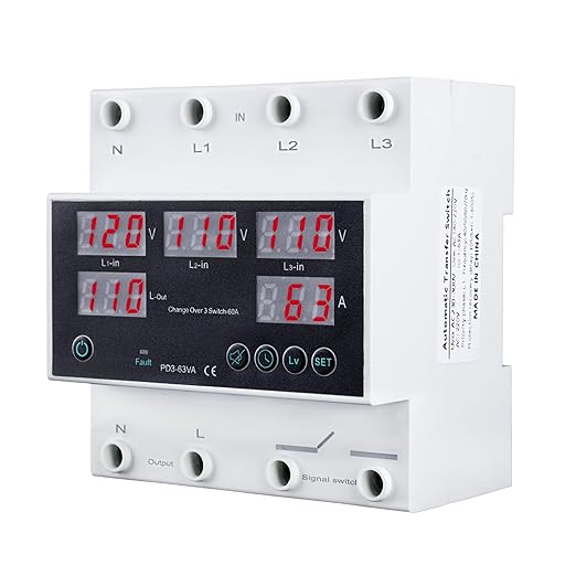 Automatic Transfer Switch, 110V 63A Auto Transfer Switch Real-time Monitoring by Sekelo