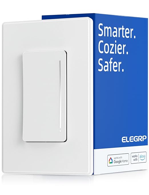 ELEGRP Smart Dimmer Light Switch DTR10, Single Pole Setup, 2.4GHz Wi-Fi Touch by ELEGRP%7CELEGROUP