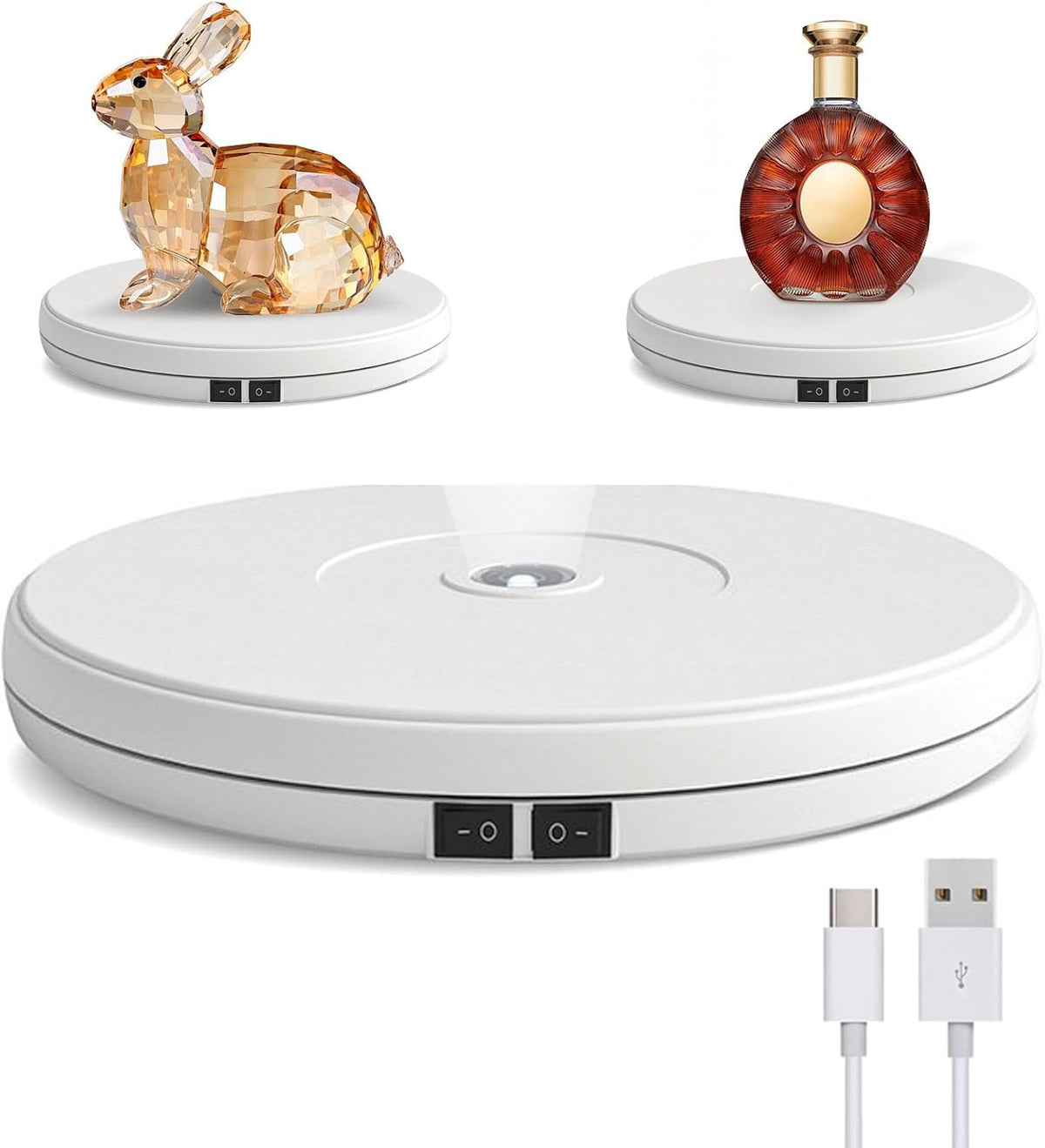 YVV LED Rotating Display Stand White 10 Inch 360° Motorized Turntable