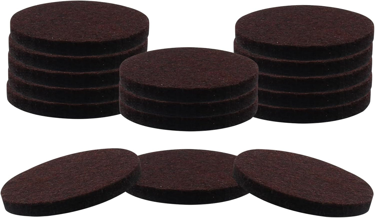 16 Pcs 2"/50mm Felt Furniture Pads Brown Round | Self Adhesive, 5mm Thick, Anti Scratch Floor Protectors, For Furniture Feet Chair Legs