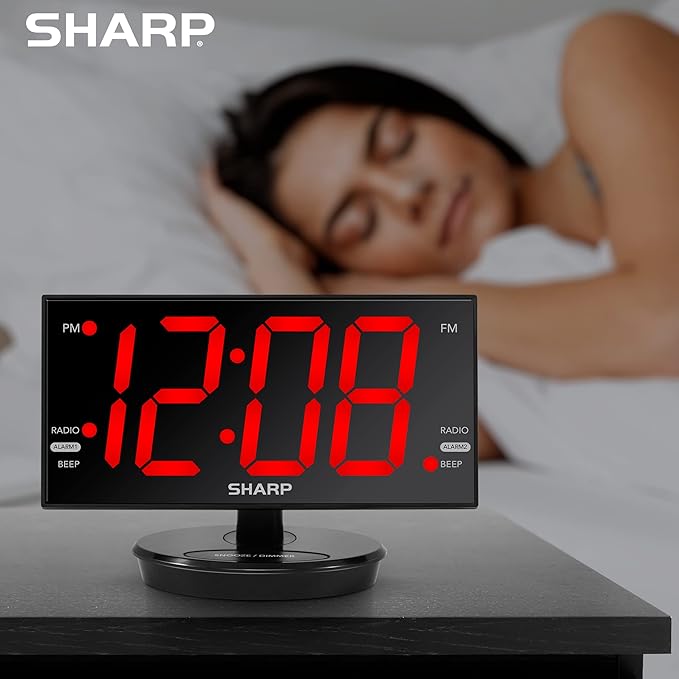 Sharp Digital Alarm Clock, 8.9" Extra Large LED Clock - Image 6