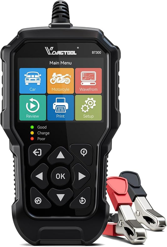 VDIAGTOOL BT300 Car Battery Tester 6V 12V, 5-3000 CCA Load Tester Starter by VDIAGTOOL