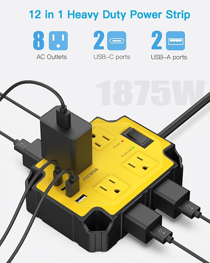8-Outlets Heavy Duty Power Strip - Image 2