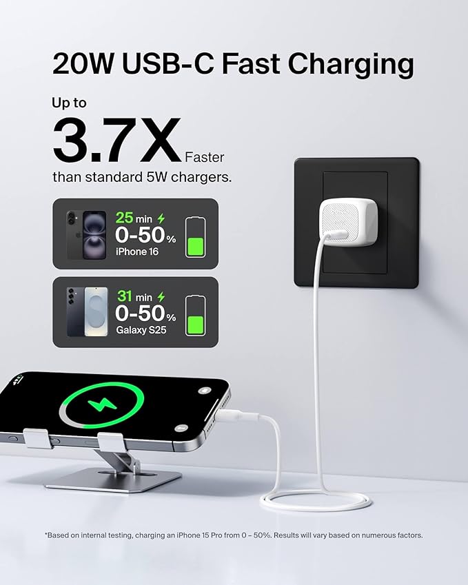 Belkin USB C Charger Block 20W, Fast Charging Block, Type C Wall Charger - Image 2