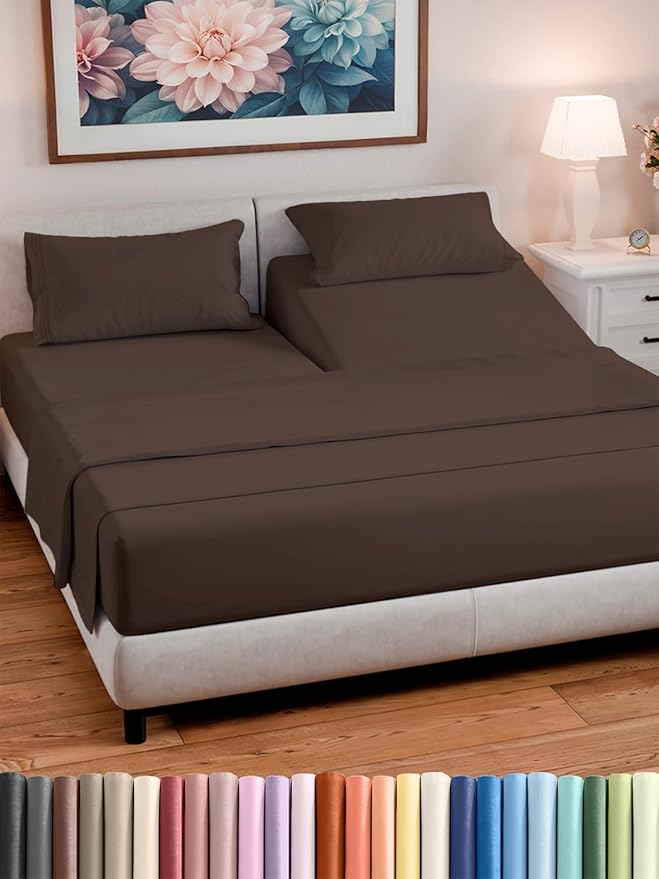 Split Head King Sheet Set – 4 Piece Flex Split Top King Sheets by CGKUnlimited