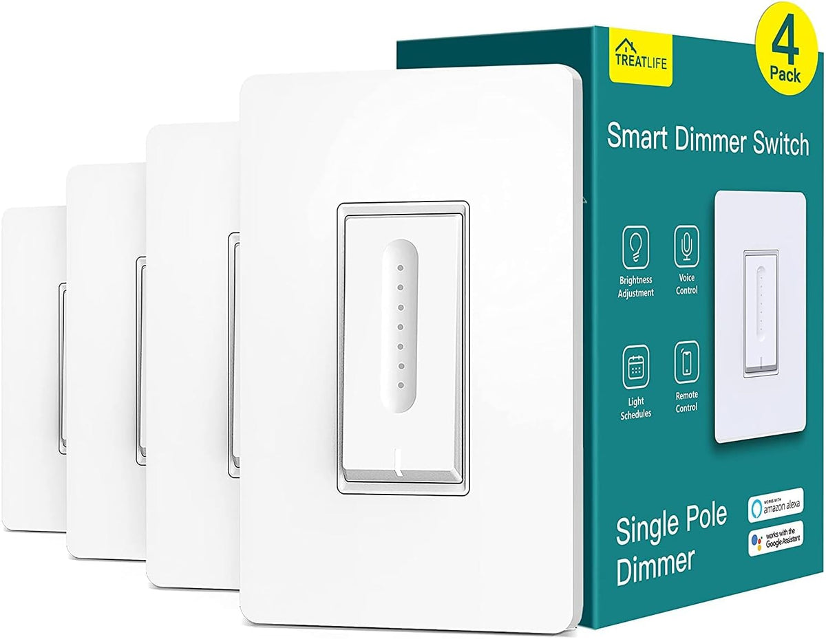 TREATLIFE Smart Dimmer Switch 4 Pack, Single Pole Smart Switch Works