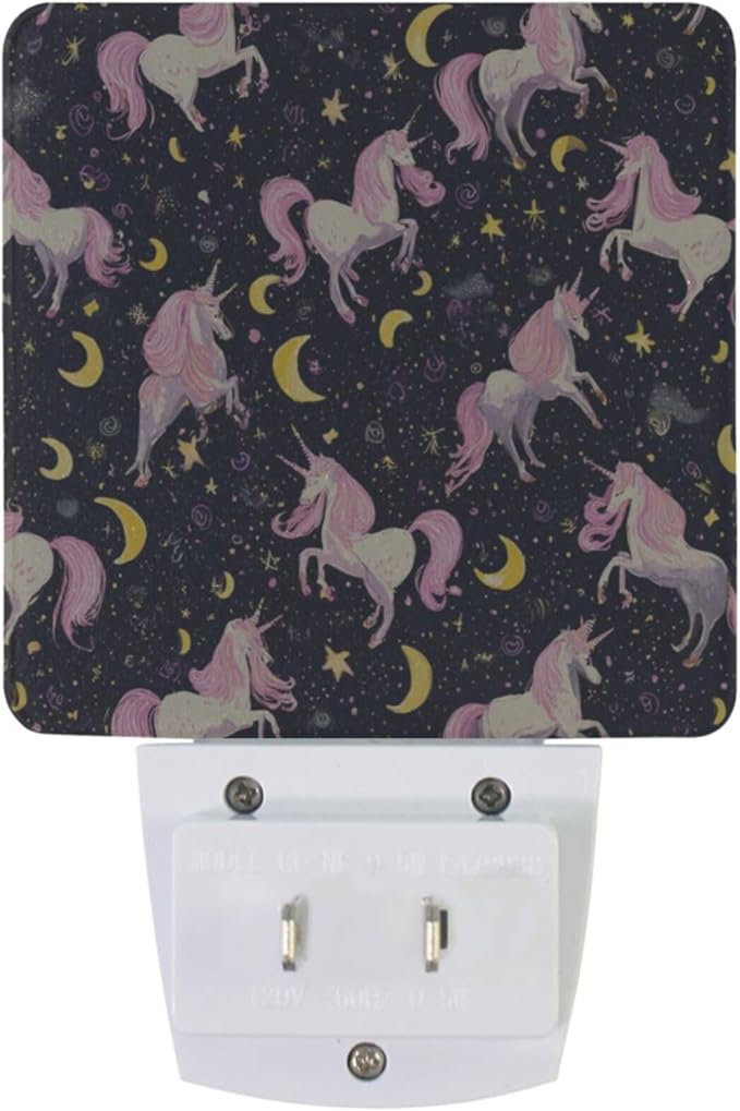 Pigsaly Led Night Light Unicorn Pink Horse Moon Night Light Plug in Wall Lamp - Image 2