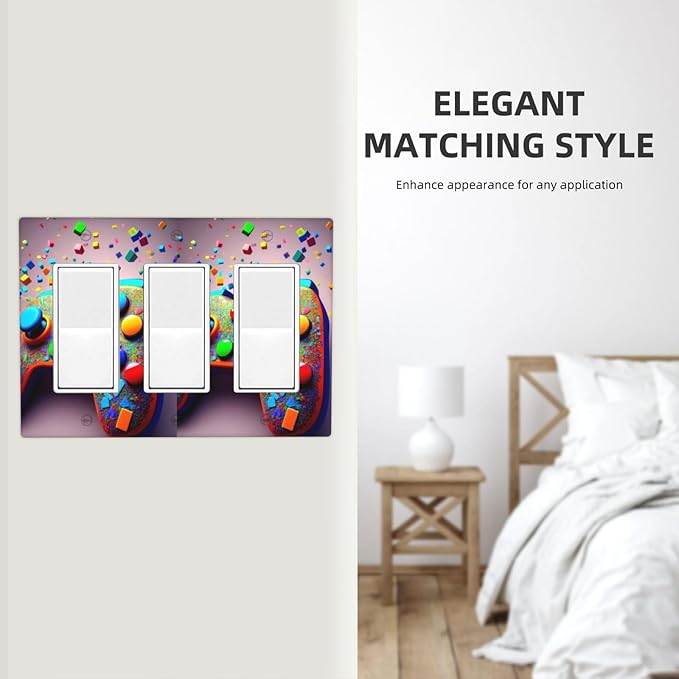 Bvtewkhz Videos Game Controller 3 Gang Triple Rocker Decorative Light Switch - Image 6